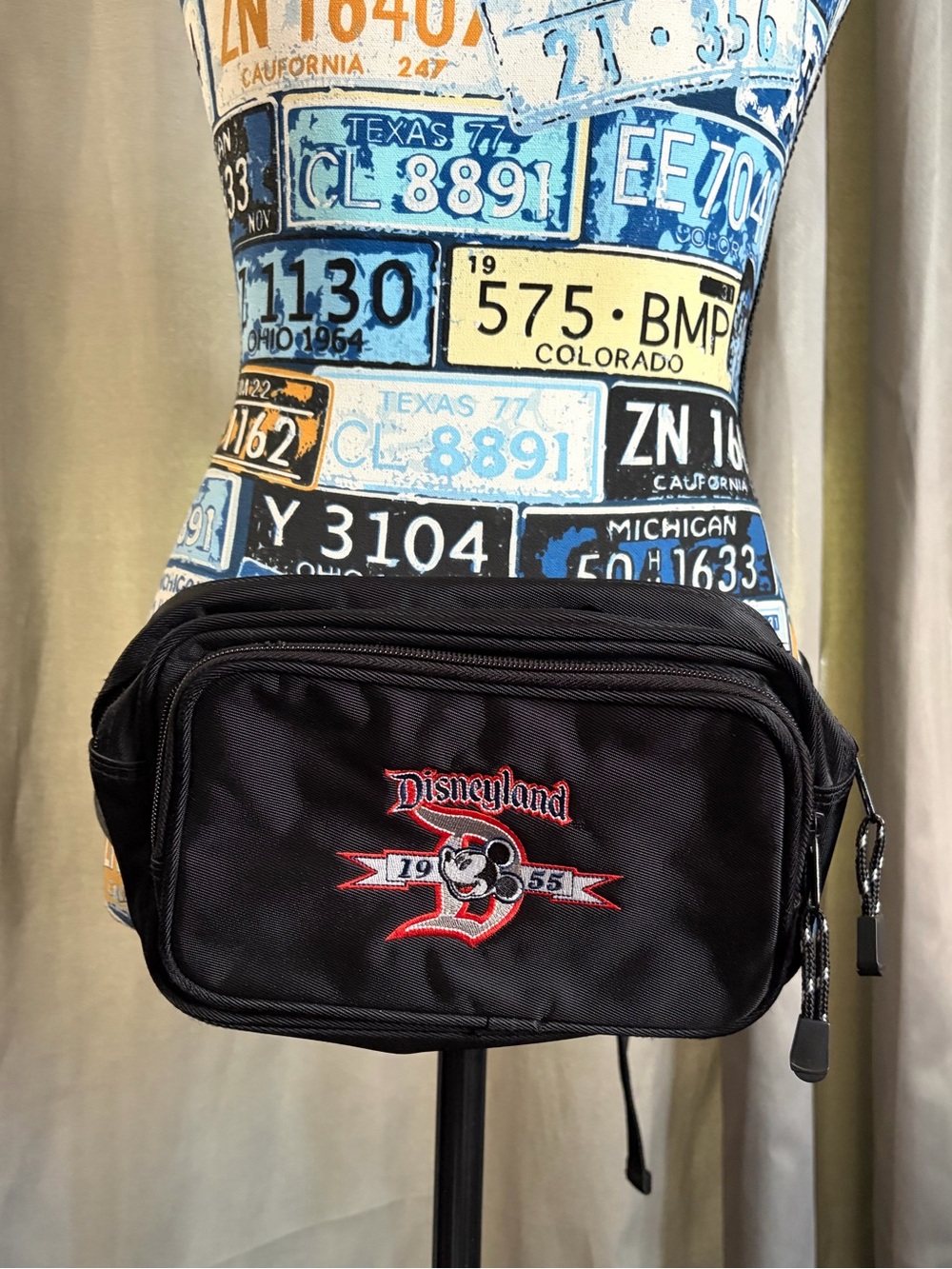 Disneyland Resort Embroidered Mickey Mouse 1955 Black Fanny Pack Waist Bag